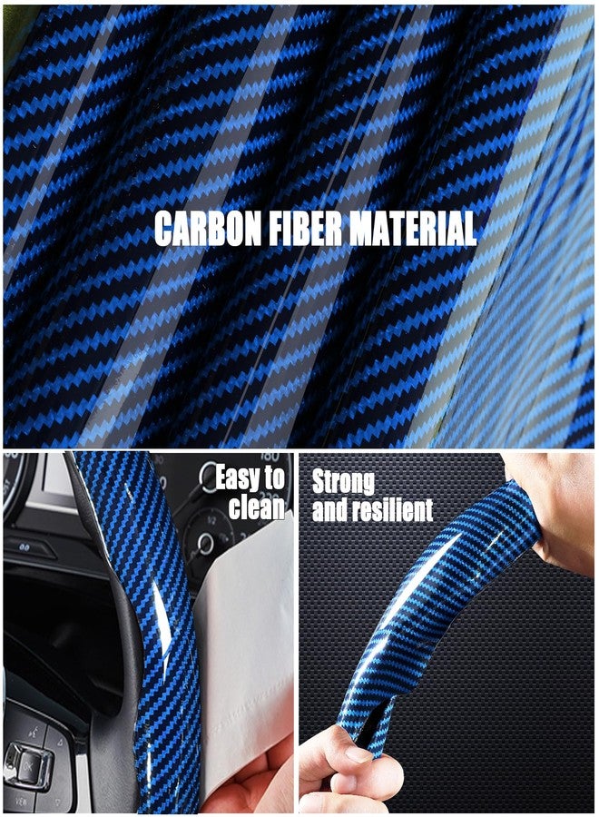 Aimato Carbon Fiber Steering Wheel Covers 3 Piece Clip on Steering Wheel Cover (Blue) - Image 3