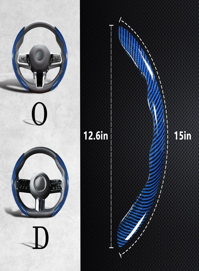 Aimato Carbon Fiber Steering Wheel Covers 3 Piece Clip on Steering Wheel Cover (Blue) - Image 4