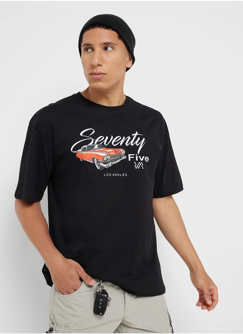 Seventy Five Graphic Print Oversized T-Shirt