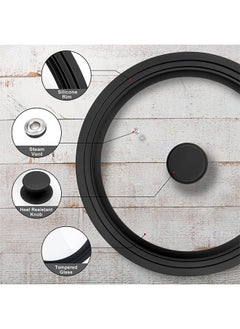 Garlo Universal Lid for Pots, Pans and Skillets - Tempered Glass Lid with Heat Resistant Silicone Rim Fits 24-28 Diameter Cookware, Replacement Lid for Frying Pan and Cast Iron Skillet  - Image 2