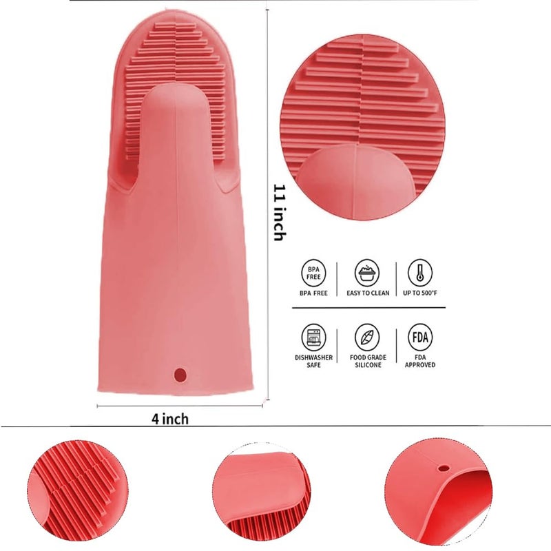Karp KARP Silicone Heat Resistant Cooking Pinch Mitts Microwave Oven Hand Gloves Oven Mitts Potholders Kitchen Heat Resistant Solution Red  - Image 2