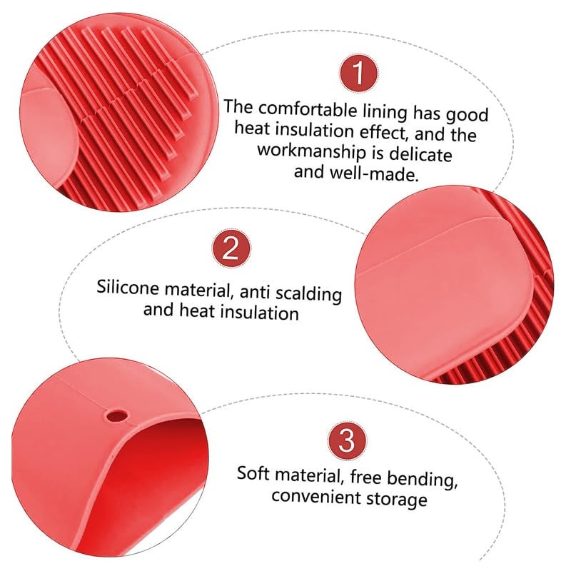 Karp KARP Silicone Heat Resistant Cooking Pinch Mitts Microwave Oven Hand Gloves Oven Mitts Potholders Kitchen Heat Resistant Solution Red  - Image 4
