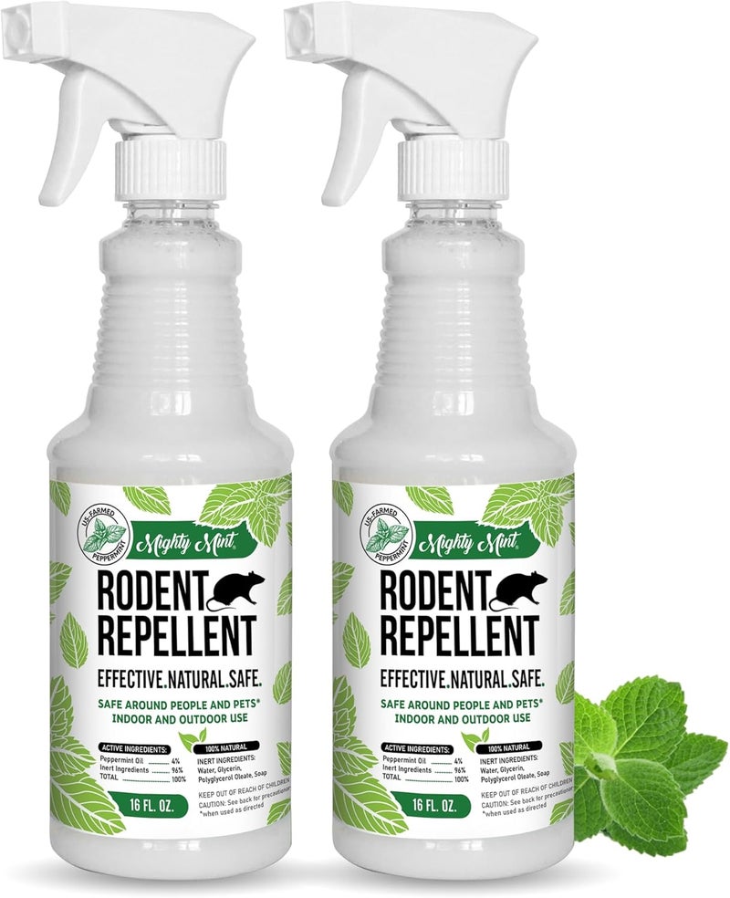 Mighty Mint Peppermint Oil Rodent Repellent Spray – Natural Indoor & Outdoor Control for Mice and Rats – Plant-Based, Extra-Strong Formula - 16 oz (Pack of 2) - Image 1