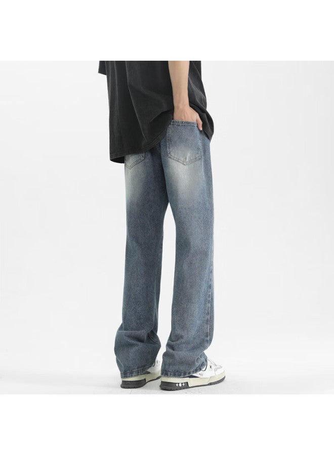 Maybeyond Men's Micro-flare Jeans, Spring And Summer Draping Slim-fit High-waisted Pants, Ma27 Vintage Blue 2XL - Image 4