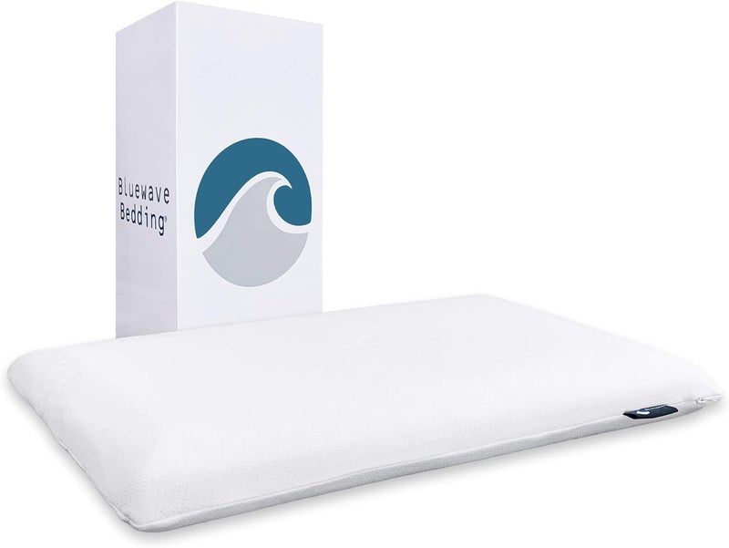 Bluewave Bedding وسادة فوم ميموري جيل رفيعة للغاية للنائمين على البطن والظهر - تصميم رقيق ومسطح لمحاذاة الرقبة ونوم أعمق (ارتفاع 2.75 بوصة، حجم قياسي) - Image 1