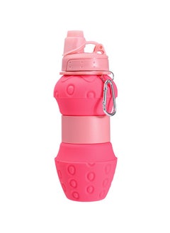 Generic Stylish Strawberry Shape Collapsible Water Bottle; Sports Water Bottle; BPA Free; Food Grade Silicone; Versatile 600ml and 260ml 2 in 1; Foldable Water Bottle; Portable Water Bottle for Gym, Camping, hiking, Outdoors Activity.; 160g Light Weight; Easily Cap Lock; Light Pink  - Image 3