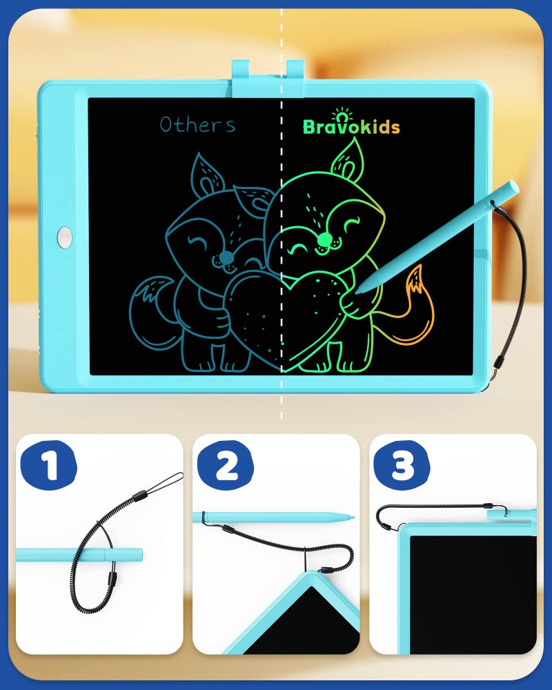 Bravokids Toys for 3-6 Years Old Girls Boys, LCD Writing Tablet 10 Inch Doodle Board, Electronic Drawing Pads, Educational Birthday Gift for 3 4 5 6 7 8 Years Old Kids Toddler (Blue) - Image 2