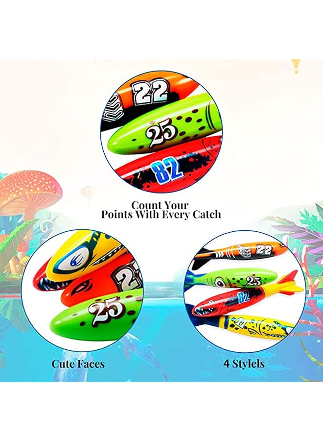 KASTWAVE Dive Torpedo Bandits Pool Toys Underwater Diving Torpedo Bandits Water Games Training Gift Set For Boys Girls And Up 4 Piece Colorful Fun Toy For Pool And Bath - Image 3