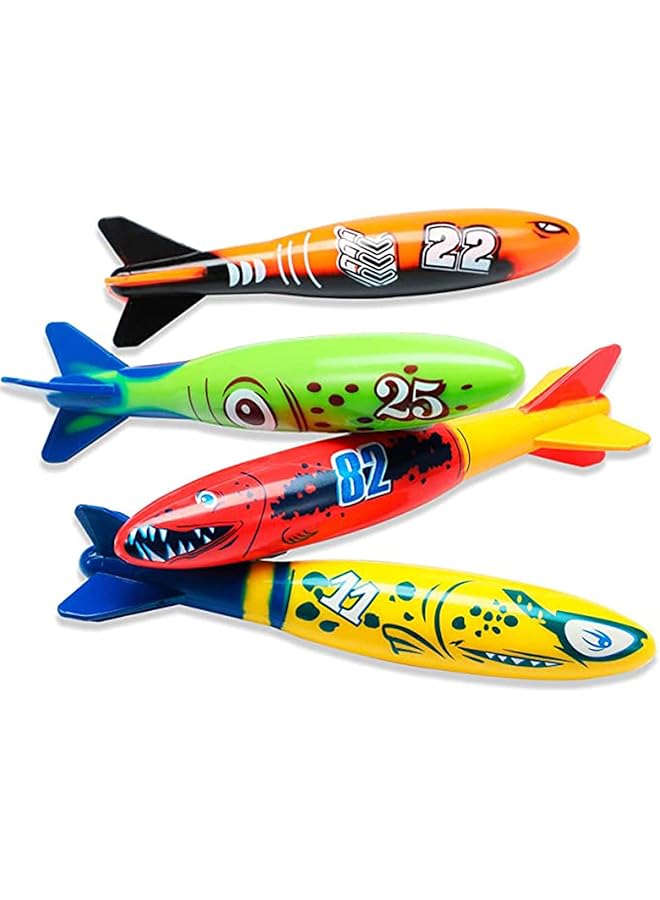 KASTWAVE Dive Torpedo Bandits Pool Toys Underwater Diving Torpedo Bandits Water Games Training Gift Set For Boys Girls And Up 4 Piece Colorful Fun Toy For Pool And Bath - Image 1