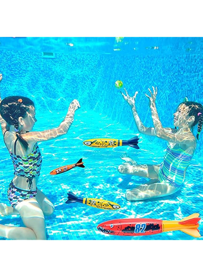 KASTWAVE Dive Torpedo Bandits Pool Toys Underwater Diving Torpedo Bandits Water Games Training Gift Set For Boys Girls And Up 4 Piece Colorful Fun Toy For Pool And Bath - Image 4