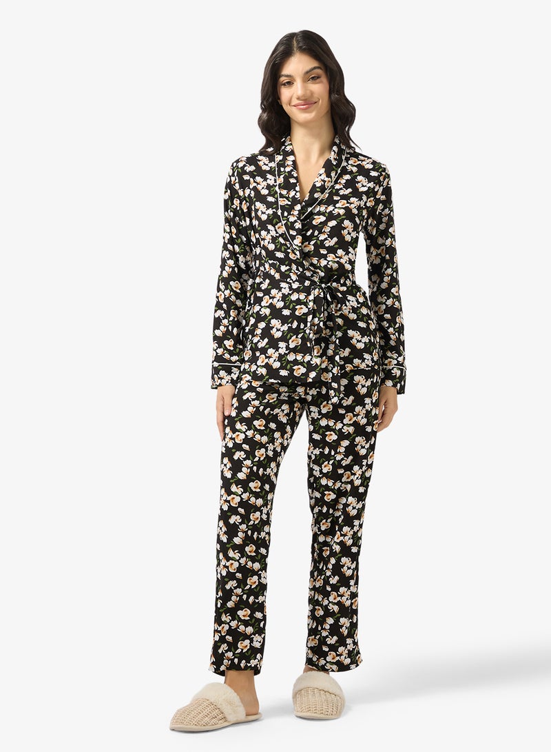 Ginger Floral Button Down Shirt & Pyjama Set - Image 5