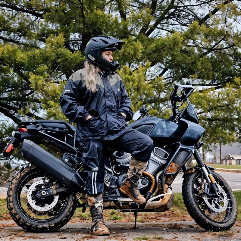 BYKR Waterproof Outdoors Motorcycle Rain Suits for Men & Women Cycling 2-Piece Breathable & Windproof Wet Weather Protection - Image 3