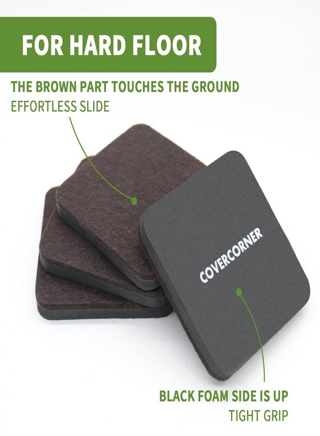 COVERCORNER Felt Furniture Sliders for Hardwood Floors 8 PCS - 3 1/2 inch Square Furniture Moving Slider - Heavy Duty Felt Movers Sliders Chair Legs Floors Protectors (for Hardwood Floors)-Brown - Image 3