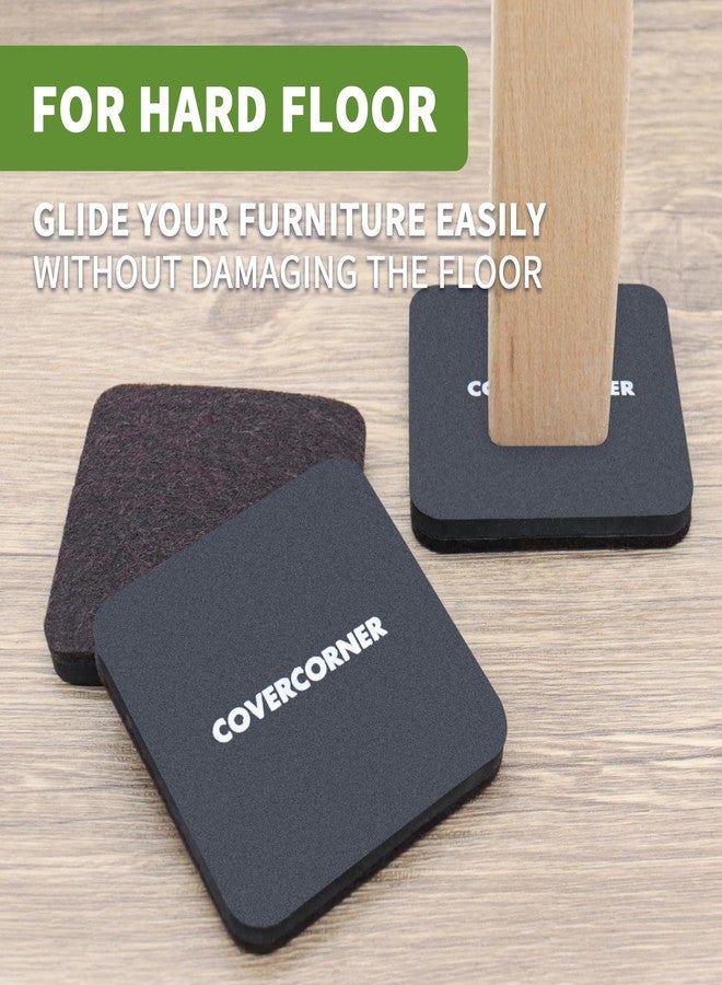 COVERCORNER Felt Furniture Sliders for Hardwood Floors 8 PCS - 3 1/2 inch Square Furniture Moving Slider - Heavy Duty Felt Movers Sliders Chair Legs Floors Protectors (for Hardwood Floors)-Brown - Image 4