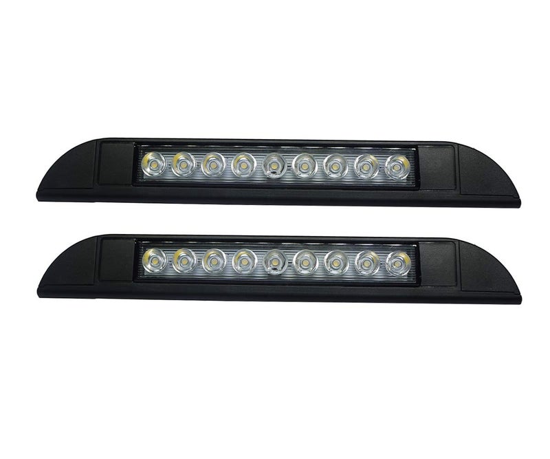 Raycharm 10" RV Camper LED Awning Porch Utility Light Fixture, 40° Down Angle Beam, 6000K Cool-White Super Bright, 12V/24V DC, High Light-Output Low Ampere Draw, Plastic Housing Black Finish, 2-Pack - Image 1