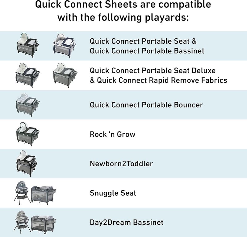 Graco Pack 'n Play Quick Connect Waterproof Sheets, 2 Pack - Woven and Grey - Image 3