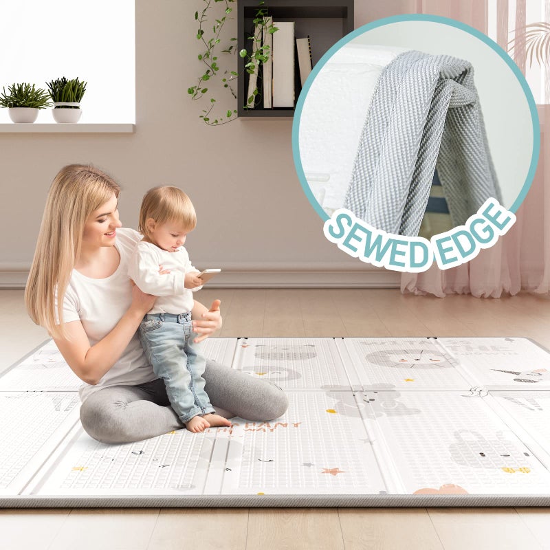 ZEEBABA Baby Playpen with Mat, 59x59 in Playpen for Babies and Toddlers, Play Pen for Kids, Play Yard for Infants with Gate - Image 4