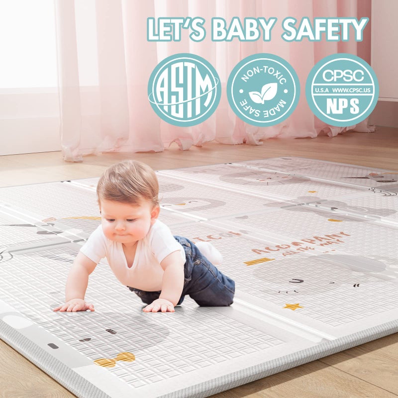 ZEEBABA Baby Playpen with Mat, 59x59 in Playpen for Babies and Toddlers, Play Pen for Kids, Play Yard for Infants with Gate - Image 5
