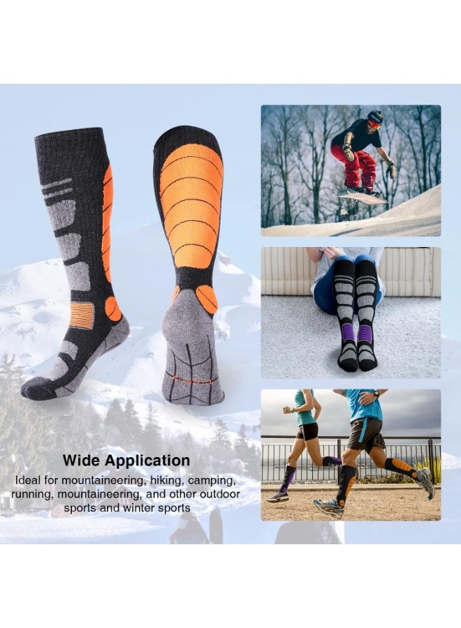 KOWVOWZ 2 Pairs Winter Merino Wool Ski Socks Thermal Knee High Snowboard Sport Socks for Men Women Snow Snowboard Hunting Hiking, Large. - Image 5
