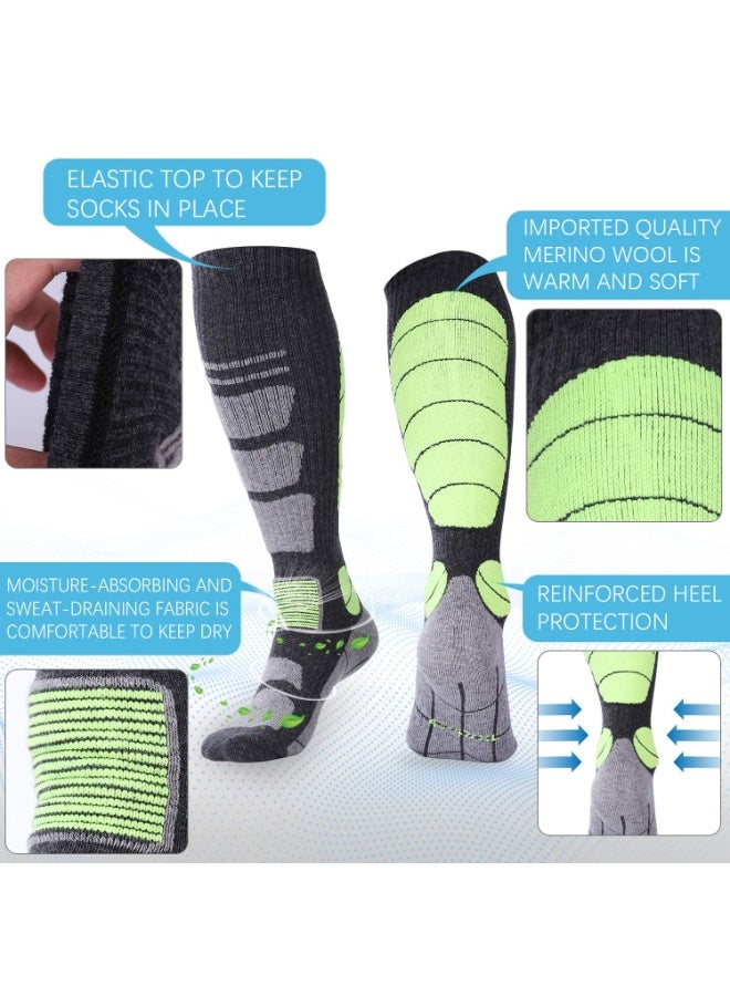 KOWVOWZ 2 Pairs Winter Merino Wool Ski Socks Thermal Knee High Snowboard Sport Socks for Men Women Snow Snowboard Hunting Hiking, Large. - Image 3