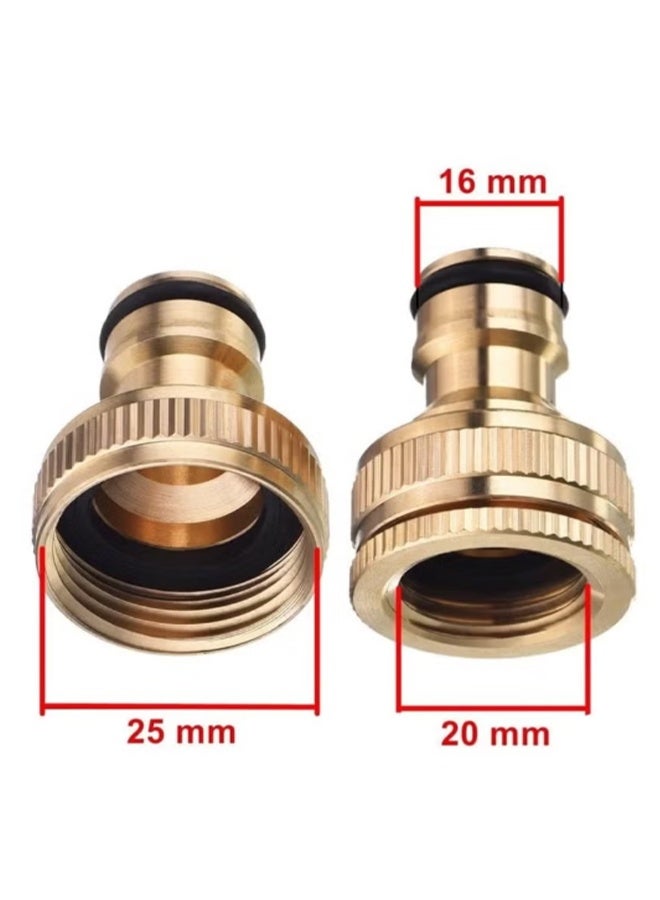 YJ 3 Pieces 1/2 Inch & 3/4 Inch 2-in-1 Garden Hose Quick Connector Brass Quick Hose End Connector Garden Hose Nozzle Connect Kit for Kitchen Garden Outdoor Hose Pipe Tool - Image 2