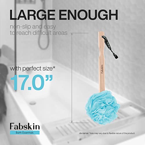Fabskin Bath Brush Loofah With Wooden Handle | Blue | For Men and Women | Back Bath Scrubber | Loofah For Back Bathing | Made In India - Image 5