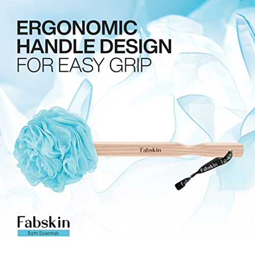 Fabskin Bath Brush Loofah With Wooden Handle | Blue | For Men and Women | Back Bath Scrubber | Loofah For Back Bathing | Made In India - Image 3