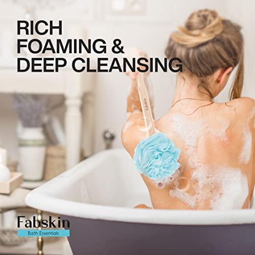 Fabskin Bath Brush Loofah With Wooden Handle | Blue | For Men and Women | Back Bath Scrubber | Loofah For Back Bathing | Made In India - Image 4