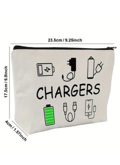 LANGMANNI Canvas Charger Organizer Pouch - Hypoallergenic, Non-Waterproof Electronic Accessory Case - Unisex Travel Cable and USB Bag Storage  - Image 2