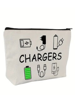 LANGMANNI Canvas Charger Organizer Pouch - Hypoallergenic, Non-Waterproof Electronic Accessory Case - Unisex Travel Cable and USB Bag Storage  - Image 1
