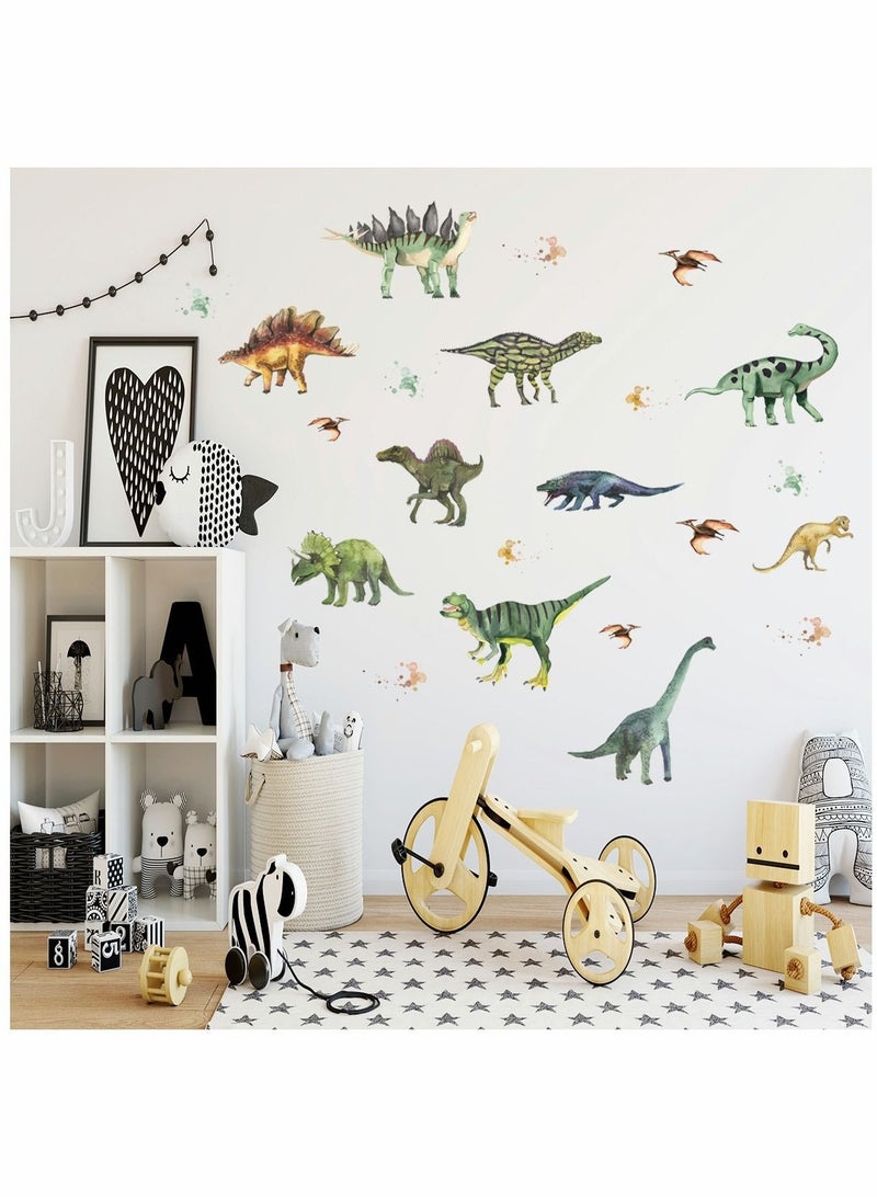 كابتن تيك Dinosaurs Wall Stickers, Colourful Forest Dinosaur Decals Kids Baby Wall Stickers Decals Peel and Stick Removable for Nursery Bedroom Living Room Art Murals Decorations - Image 2