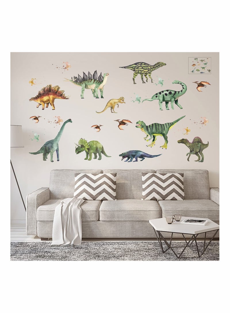 كابتن تيك Dinosaurs Wall Stickers, Colourful Forest Dinosaur Decals Kids Baby Wall Stickers Decals Peel and Stick Removable for Nursery Bedroom Living Room Art Murals Decorations - Image 3