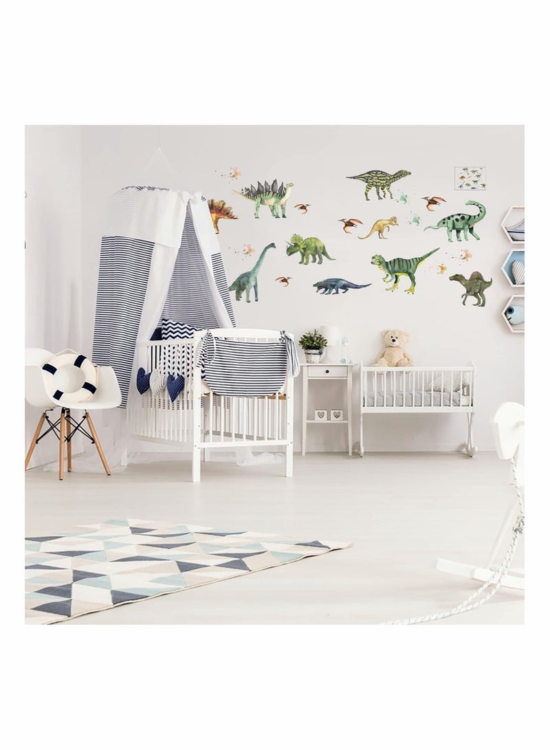 كابتن تيك Dinosaurs Wall Stickers, Colourful Forest Dinosaur Decals Kids Baby Wall Stickers Decals Peel and Stick Removable for Nursery Bedroom Living Room Art Murals Decorations - Image 5