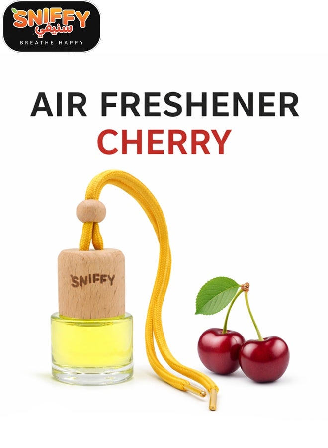 Sniffy Cherry Hanging Car Air Freshener Bottle Long Lasting Organic Fragrance Oil Diffuser for Car Rear View Mirror, Home, Bedroom, Office - Image 1