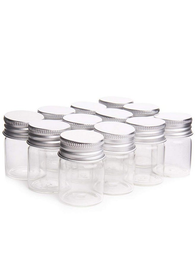 Teensery 12 Pcs Empty Clear Glass Bottles With Screw Aluminum Cap Mini Container Jars For Essential Oil Powders Cream Ointments Grease Cosmetic Makeup Sample(15Ml)  - Image 1