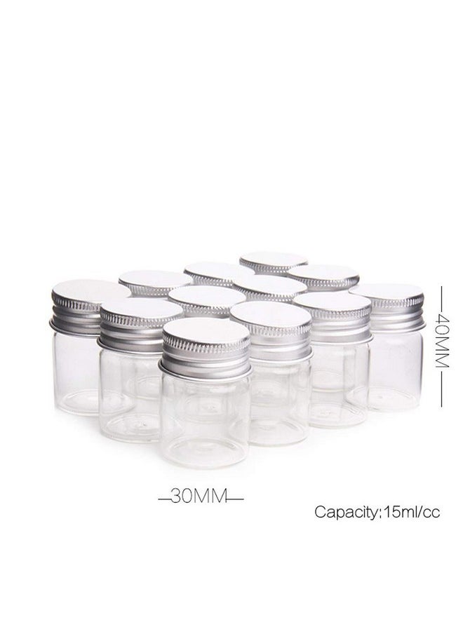 Teensery 12 Pcs Empty Clear Glass Bottles With Screw Aluminum Cap Mini Container Jars For Essential Oil Powders Cream Ointments Grease Cosmetic Makeup Sample(15Ml)  - Image 5
