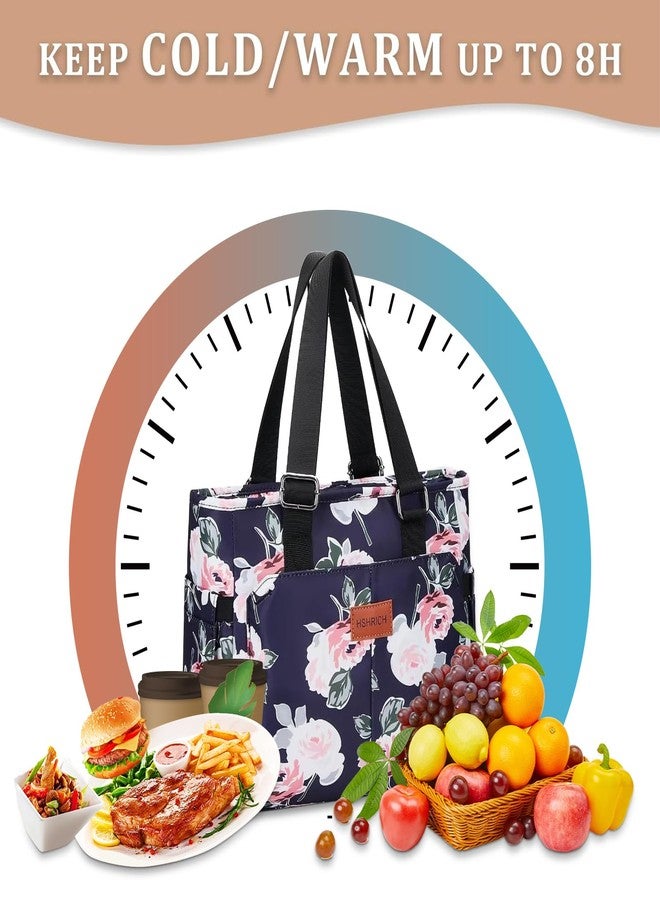 HSHRICH Lunch Bag Lunch Box Women - Large Tote Lunch Bags Men Women: Leakproof Insulated Lunch Cooler Bag for Adults, Peony 14L - Image 4