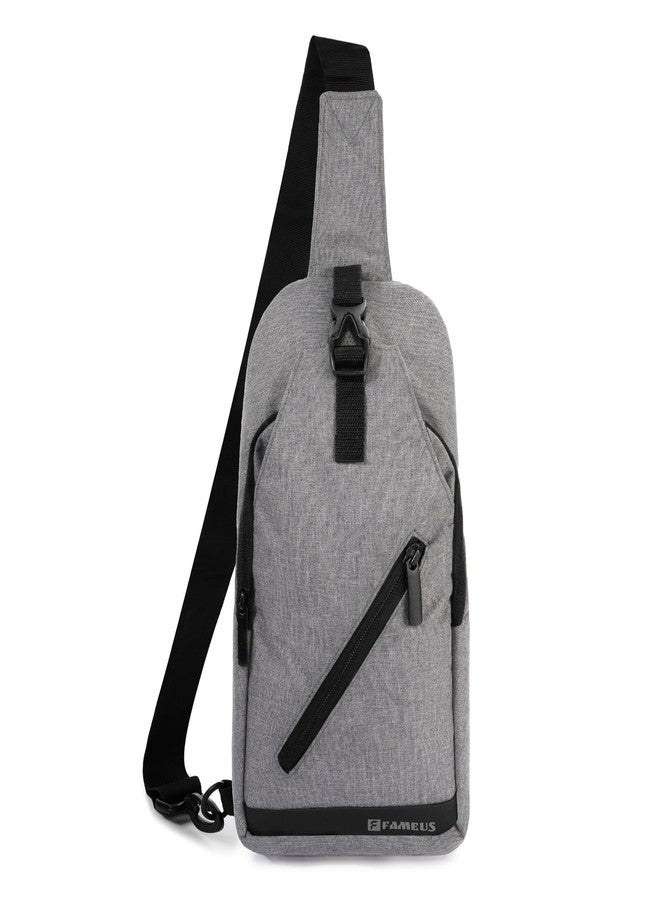FAMEUS Unisex Sling Crossbody Chest & Shoulder Bag for Men, Women, Boys & Girls with Adjustable Strap for Comfortable Commuting Travel Outdoor Activities (Grey) - Image 1