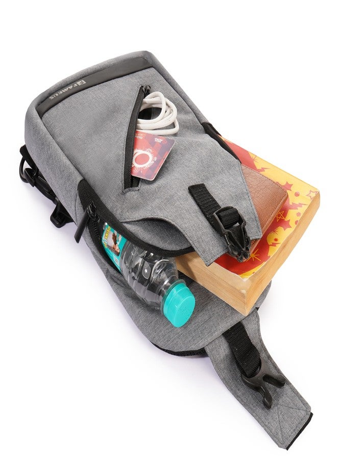 FAMEUS Unisex Sling Crossbody Chest & Shoulder Bag for Men, Women, Boys & Girls with Adjustable Strap for Comfortable Commuting Travel Outdoor Activities (Grey) - Image 2