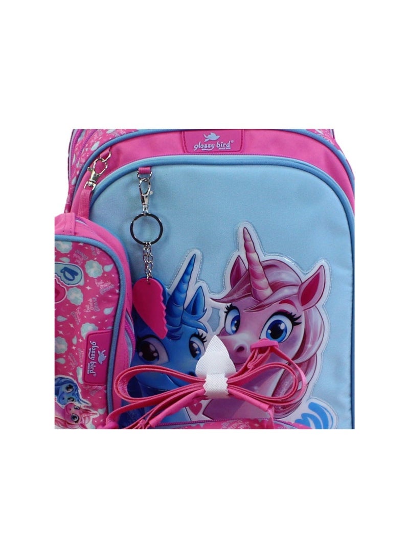 glossy bird School Set 17 Inches – Pink & Baby Blue with Best Friend Design - Image 3