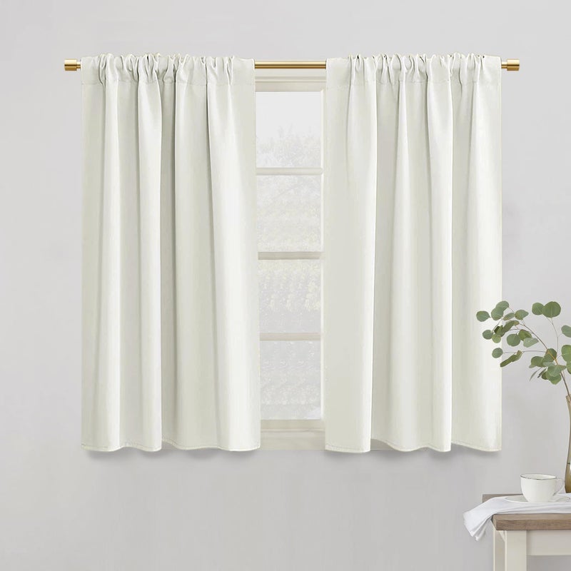 PANELSBURG 42 Inch Short Window Curtains for Kitchen Living RoomThermal Insulated Curtains for Winter2 Panels SetCream Colored