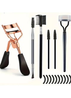 Rozino 6 In 1 Lash Curler Set Eyelash Curler Eyebrow Brush Kit For Women With Lash Curler, Eyelash Comb Seperator, Mascara Brushes, Angled Eyebrow Brush And Comb, 10 Silicone Refills Pads For Lash & Brow  - Image 1