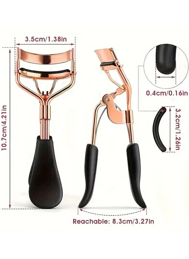 Rozino 6 In 1 Lash Curler Set Eyelash Curler Eyebrow Brush Kit For Women With Lash Curler, Eyelash Comb Seperator, Mascara Brushes, Angled Eyebrow Brush And Comb, 10 Silicone Refills Pads For Lash & Brow  - Image 2