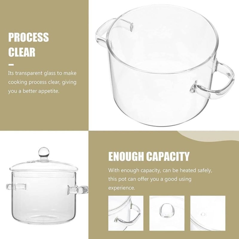 Glass Microwave Pot with Heart-Shaped Lid 15 x 15 x 10.5 cm - High-Quality Borosilicate Heat-Resistant Cooking Pot for Microwave Stove Refrigerator Use - Image 2