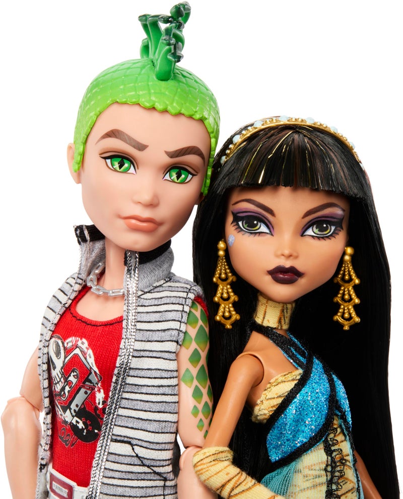 MONSTER HIGH دمى مونستر هاي بوريجنال كريبروكشن 2-باك، كليو دي نايل ودييوس غورغون، نسخ قابلة للجمع مع قواعد الدمى، يوميات وحيوانات أليفة - Image 3