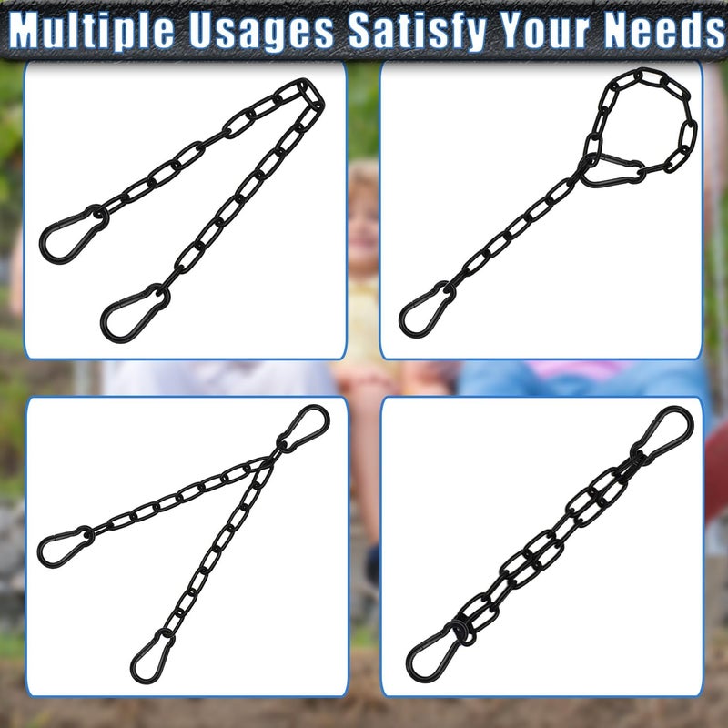 Gelury 2 Pack Hanging Swing Chain with 4 Carabiners 25in, 660LB Capacity Heavy Duty Hammock Hardware Kit for Punching Bags, Swing Chairs, Indoor & Outdoor Gym (Black) - Image 5