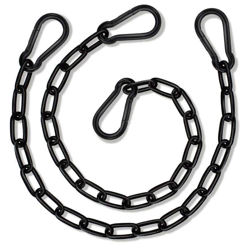 Gelury 2 Pack Hanging Swing Chain with 4 Carabiners 25in, 660LB Capacity Heavy Duty Hammock Hardware Kit for Punching Bags, Swing Chairs, Indoor & Outdoor Gym (Black) - Image 1
