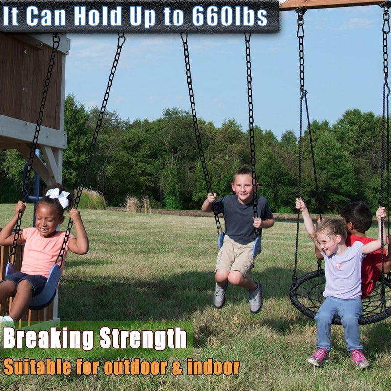 Gelury 2 Pack Hanging Swing Chain with 4 Carabiners 25in, 660LB Capacity Heavy Duty Hammock Hardware Kit for Punching Bags, Swing Chairs, Indoor & Outdoor Gym (Black) - Image 3