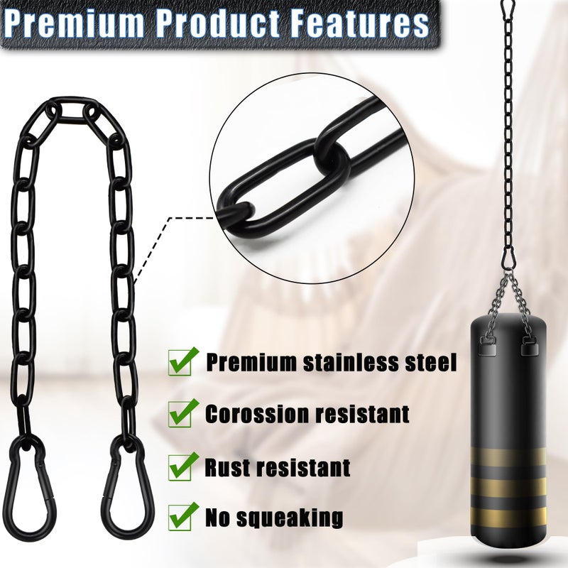 Gelury 2 Pack Hanging Swing Chain with 4 Carabiners 25in, 660LB Capacity Heavy Duty Hammock Hardware Kit for Punching Bags, Swing Chairs, Indoor & Outdoor Gym (Black) - Image 4