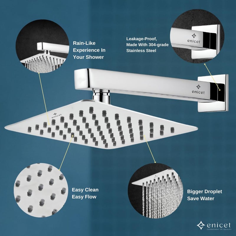 ENICET دش علوي رفيع للغاية إنيسيت بتدفق مطر مع ذراع دش عالي الضغط رأس دش من الفولاذ المقاوم للصدأ لمجموعة دش الحمام 6X6 - Image 5